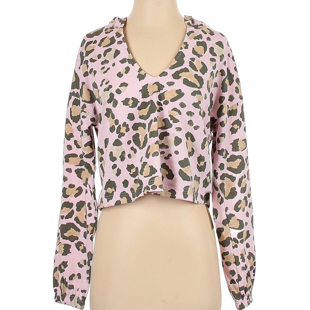 Show Me Your MuMu Blush Leopard Hoodie xl new pink and brown